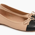Madewell NWT J. Crew Sz 6.5 Cap Toe Bow Ballet Flats Shoes in Nude Black BT268 Photo 0