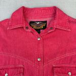 Harley Davidson Vintage Motorcycles Pink Button Up Western Embroidered T-shirt Photo 1