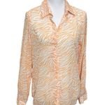 Princess Polly NWT Ziggy Shirt Women’s Size 4 Orange Zebra Sheer Button Top Photo 2