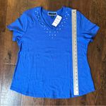 Karen Scott royal blue short sleeve, studded tee short, size PXL, NWT Photo 7