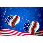 New Patriotic Heart Earrings Rhinestones Dangle Patriotic July 4 Veteran… Red Photo 1