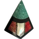 Vintage Inlaid Geometric Earrings – Aztec Art Deco Style Studs Blue Photo 0