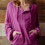 Free People  Movement Surfs Up Oversized Shirt Pocket Pullover Slouchy Knit Pink Photo 0