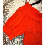 Olivaceous Off the Shoulder Ruffle Dress, Short Sleeves, size Medium, red orange Photo 2