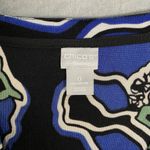 Chico's  Travelers Blue Black Midi Dress Women Size 0 4/6 Jersey Waist Band Dress Photo 6