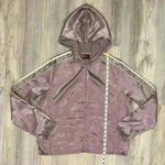 NY Jeans New York & Company Women’s Satin Hooded Zip Up Jacket Purple Size L Size L Photo 5