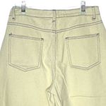 Miou Muse Women’s Jeans Size XL Ivory Stitched Washed Denim Fray Bottom Cuffed Photo 3