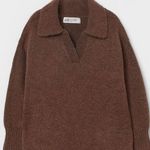 H&M NWT Knit Sweater Dress Wool Blend In Dark Brown Photo 2