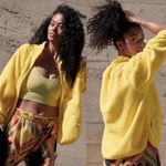 Free People Movement Ziggy Fleece Zip Up Jacket Yellow Medium New W/out Tags Photo 2