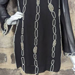 KARMA Pink Tunic Blouse Black‎ White Beaded Rhinestone Woman's Size Small Black Photo 3