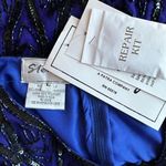 Vintage Sténay 100% Silk Beaded Sequin Top | Size L | Art Deco 80s Party Glam Blue Size L Photo 4