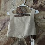 Commense Cotton & Linen Button Decor Tank Top With Straight Leg Pants Set size L Tan Size L Photo 2