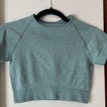 Teal Cropped Workout Top Blue Photo 0