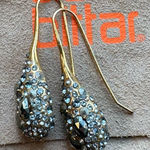 Alexis Bittar  Gold and Silver Crystal dew drop encrusted Earrings, vintage Photo 0