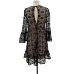 Reiss Jade Lace Dress Black Nude A-Line Bell Sleeve Embroidered Size US 6 Photo 7