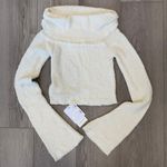 Commense Plush Ivory Casual Stretch Off Shoulder Knit Sweater Top XS Photo 1