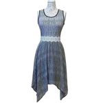 Elle Sleeveless Gray Dress with Lace Waist & Handkerchief Hem Photo 1