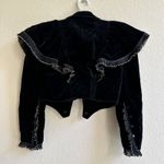 Vtg RoccoBarocco Women's 40 Ruffled Bolero Long Sleeve Black Gold Velvet Jacket Size M Photo 9