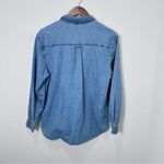 Vintage‎ Denim Fall Floral Embroidered Longsleeve Button Down Blouse Size Large Blue Photo 7