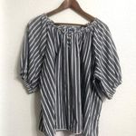 Old Navy Womens Shirt Blouse Blue White Stripe
Short Sleeve Crochet Hem Size XXL Black Photo 0