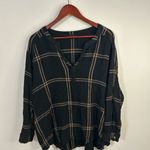 Jane and Delancey  Black Checkered V-Neck Blouse Photo 2