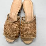 Raye Revolve  Tan Leather Crochet Slip On Mule Heels Womens 8.5 Boho Beachy Photo 6
