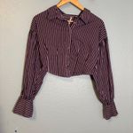 Free People Ophelia Corset Button Down Cropped Purple Stripe Size Small Grunge Photo 1
