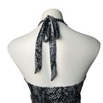 Sky Snake Print Silk Halter Tie Dress Snake Rhinestone Empire Waist, Sz L Size L Photo 7