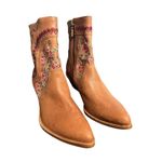 Anthropologie  Marco Delli Embroidered Leather Western Boot Size 36 Floral Cowboy Photo 6