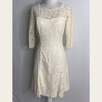 Eliza J  Cream Lace Overlay 3/4 Sleeves Sweetheart Special Event Dress Size 2 Photo 1