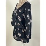 Deletta Anthro Black Wished Bloom Dandelion Peplum Top NEW Size Large Photo 2