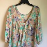 Sage NWT  medium floral see through top Photo 4