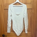 Abercrombie & Fitch Size Medium Ribbed Square Neck White Bodysuit. Photo 1