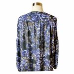 Parker Floral Blouse V-Neck Long Sleeve Button Down Purple Blue Medium Top EUC Photo 6