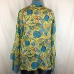 Marsh Landing  Blue & Yellow Floral Open Kimono NEW S Photo 2