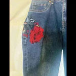 Free People Embroidered Down The Sides Floral Jeans Boho Hippie S4 Photo 1