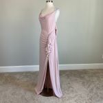 AQUA  Backless Sleeveless Ruffled Long Column Evening Gown Pink Size 4 Dress Photo 4