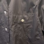 GOLD HAWK Ruffle Back‎ Button Down Shirt Jacket Black Cotton Poplin Size Large Photo 1