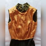 Vintage Betty Hartford glitter metallic dress with pleated skirt & belt Gold Photo 9