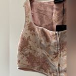 Pretty Little Thing NEW! Pink Satin Oriental Zip Front Corset Crop Top Photo 3