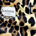 Vintage Jamison Mini Tank Dress Belted Leopard Back Zip Boat Neck Tan Black XS Photo 3