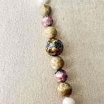 Vintage Angel Skin Coral Round Bead Infinity Necklace Cloisonne Brown Stonework White Photo 1