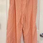 Silk House 100% Silk Cropped Wide Leg Drawstring Pants‎ Size S Peach Pink Photo 0