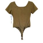 Elle  Grey Piper Scoot Olive Green Fitted Short Sleeve Bodysuit Size Large Photo 1