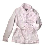 Maurice's Stretch Denim Trench Jean Jacket Sz. S Belted Light Pink Cotton Photo 5