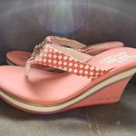 Bebe NIB  Sport Sandals Dance Fever Wedge Thong Sandals Flip Flops Coral White 8 Photo 7