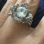 Zales New 925 Silver Large Flower Diamond Ring Photo 3