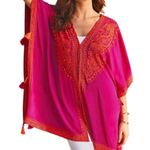 Soft Surroundings Catalpa Topper Embroidered Tunic Kimono Shawl Kaftan Beaded Photo 4
