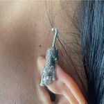 Vintage Novelty Chetah Leopard Big Cat Clip On Silver Earrings Photo 1