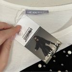 🦋 NWT Milan Kiss Black White Pearl Beaded Long Sleeve Blouse Mediuk Size M Photo 2